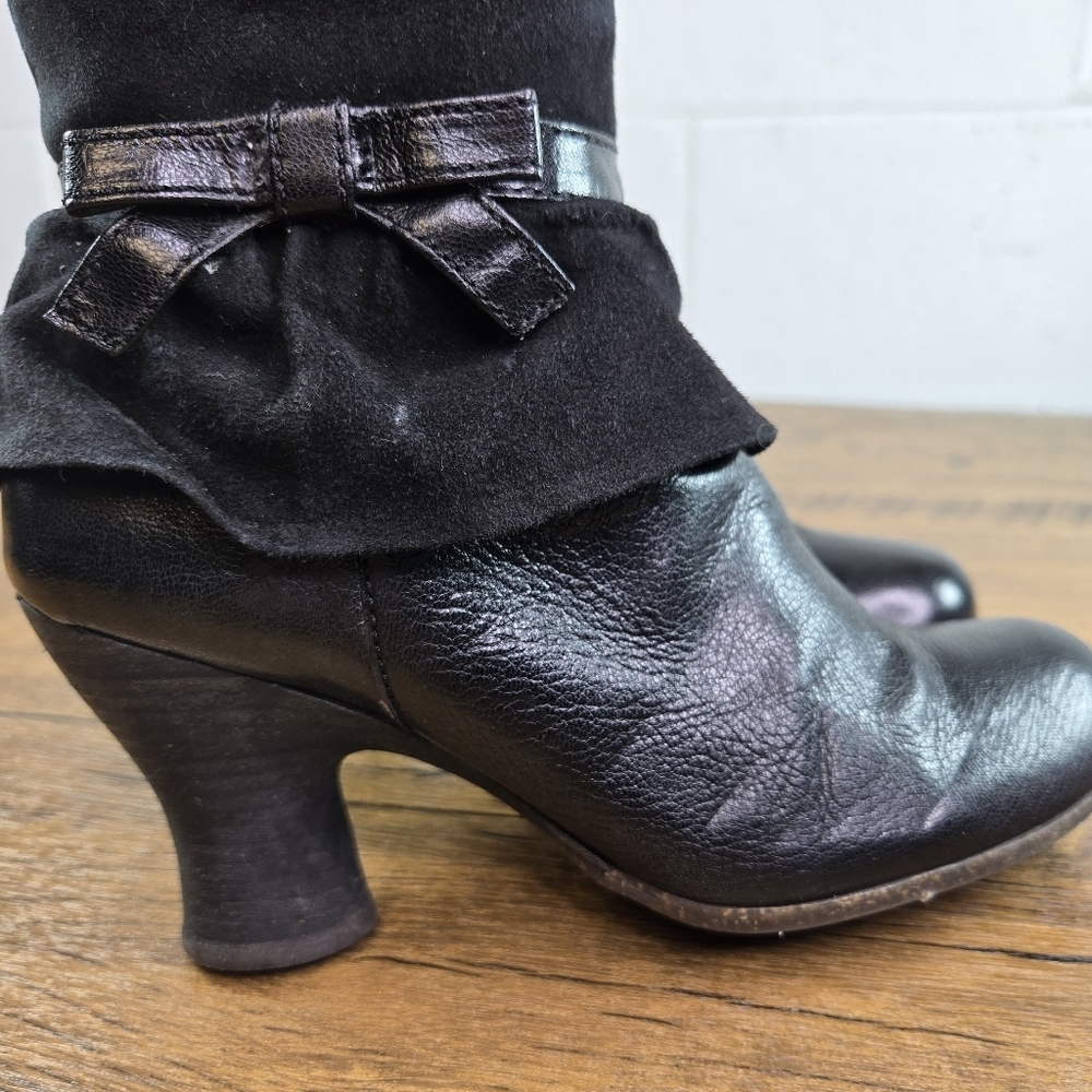 Naya Anthropologie Juniper Black Leather Suede Romantic Victorian Tall Boots - Picture 11 of 12
